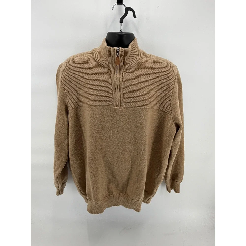 PJ Paul Jones Men's Quarter Zip‎ Sweater XL Camel Tan Mock Neck Ribbed NWT